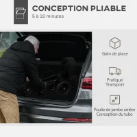 HOMCOM Déambulateur 4 roues pliable, rollator en aluminium léger, siège rembourré, dossier, poignée réglable, 69x64x98,5cm noir(m-7)