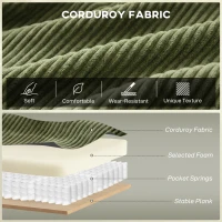 HOMCOM 2 Seater Sofa, 140 cm Loveseat Sofa with Spring Cushions, Metal Legs, 2 Pillows, Dark Green(m-4)