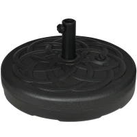 Outsunny Base per Ombrellone Rotonda in Plastica Riempibile con Acqua e Sabbia per Pali da 38-48 mm, Ø56 cm, Nero(m-1)