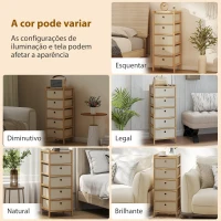 HOMCOM Cómoda com 5 Gavetas em Tecido, Estrutura de Bambu, Ideal para Espaços Pequenos, Creme e Madeira(m-9)