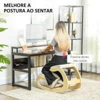 HOMCOM Cadeira Ergonómica de Joelhos com Almofadas Acolchoadas Estrutura de Madeira para Melhor Postura Escritório 55x85x55 cm Creme(m-4)