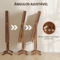 HOMCOM Joalheiro de Pé Armário para Jóias com Fita de Luz LED e Fechadura Magnética 46x36,5x151,5 cm Madeira(m-6)