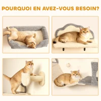 PawHut Étagères murales pour chat ensemble de meubles muraux 6 pièces hamac à bulles en acrylique niche hamac échelle beige(m-7)