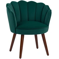HOMCOM Fauteuil Coquillage Fauteuil de Salon Chambre avec Dossier et Coussin Aspect Velours Pieds en Bois hévéa, Vert(m-11)