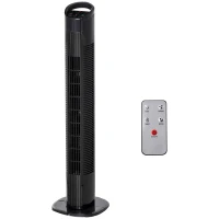 HOMCOM Ventilatore a Torre con Telecomando a 5m, Oscillante 70°, 3 Funzioni e 3 Velocità, Nero(m-10)
