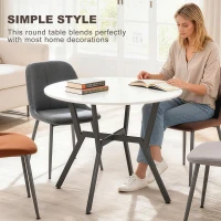 HOMCOM Dining Table, Round Kitchen Table with Black Legs for Living Room, Dining Room 90 x 76 cm, High Gloss White(m-4)