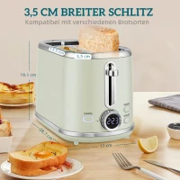 HOMCOM Wasserkocher- und Toaster-Set, LED-Anzeige, 1,7 Liter, 2200W, Retro-Design, Memory-Funktion, Grau(m-6)