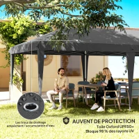 Outsunny Tonnelle de Jardin Barnum Pliant Côtés Amovibles Structure en Acier Renforcée Sac de Transport 3x6m Gris Foncé(m-6)