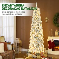 HOMCOM Árvore de Natal Estreita 225 cm Árvore de Natal Nevada com Luzes LED Temporizador 11 Modos de Iluminação Verde(m-5)