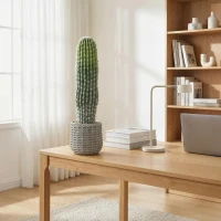 HOMCOM Cacto Artificial 66 cm, Planta Artificial Decorativa com Vaso para Decoração de Interiores Verde(m-8)