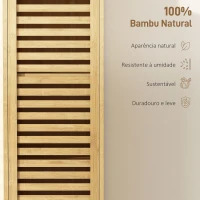HOMCOM Coluna Casa de Banho de Bambu com 3 Prateleiras Abertas Portas de Ripas Prateleiras Ajustáveis 34x30x170 cm Madeira(m-6)