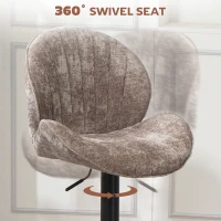 HOMCOM Bar Stools Set of 2, Swivel Barstools with Back, Adjustable Height and Footrest for Kitchen Island, Dining Room, Brown(m-6)