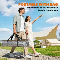 Outsunny Double Layer Instant Pop Up Tent with Rainfly, Portable Camping Shelter with Sewn-in Groundsheet and Carry Bag, Brown(m-6)