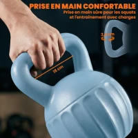 SPORTNOW Kettlebell 10 kg, haltère avec poignée Antidérapante, haltère à boule, musculation, entraînement, pour gym, bleu(m-6)