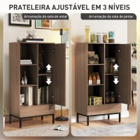 HOMCOM Aparador para Sala Moderno com Gaveta Prateleira Ajustável e 3 Compartimentos Abertos 60x34x121 cm Madeira(m-5)