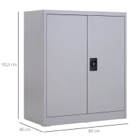 Vinsetto Armário de Escritório Metálico com 2 Portas Fechadura Prateleira Ajustável Armário Metálico 80x40x92,5 cm Cinza(m-3)