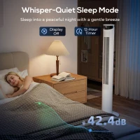 HOMCOM Tower Fan with WiFi Control Standing Floor Fan with Remote Control 116 cm White(m-7)