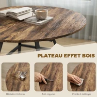 HOMCOM Table à manger ronde pour 4 personnes, Ø 100 x 76 cm, table de cuisine avec large plateau et étagère, brun rustique(m-6)