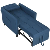 HOMCOM Fauteuil-lit pliable avec dossier réglable et coussin, Bleu(m-1)