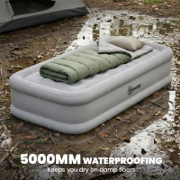 Outsunny Matelas gonflable 1 personne Auto-gonflant Lit d'appoint avec pompe électrique intégrée en 3 minutes Surface veloutée(m-4)