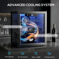 HOMCOM Cantinetta Vino Refrigerata 12 Bottiglie 36L, Temperatura Regolabile 4-16°C con Vetro Anti UV, Nera(m-4)
