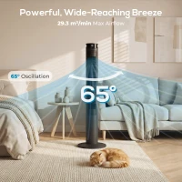 HOMCOM Tower Fan with WiFi Control Standing Floor Fan with Remote Control 116 cm Black(m-5)