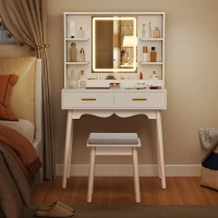 HOMCOM Elegant Dressing Table, with LED Mirror - White(m-9)