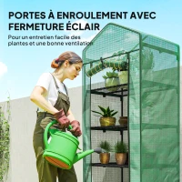 Outsunny Serre de jardin balcon étagère serre 5 niveaux 0,69 x 0,49 x 1,93 m acier bâche amovible PE vert(m-6)