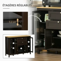 HOMCOM Buffet meuble de rangement 1 placard double porte 2 placards à porte vitrée 2 tiroirs étagère réglable 120x40x90cm noir(m-5)