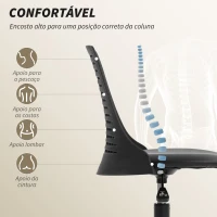 HOMCOM Cadeira de Escritório sem Braços Cadeira de Secretária Giratória em Malha com Encosto Vazado Ajustável 43x42x74-86 cm Pr(m-4)