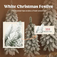 HOMCOM Set of 3 Pencil Flocked Christmas Tree, 3ft 4ft 5ft(m-5)