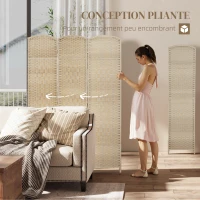 HOMCOM Paravent intérieur en bois 3 panneaux séparateur de pièce pliable pour salon chambre 135 x 180 cm chêne(m-4)