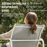 Outsunny Conjunto de Jardim Exterior de 4 Peças com Sofá de 2 Lugares, 2 Poltronas e Mesa de Vidro Temperado, Tecido Textilene Cinzento Claro(m-5)