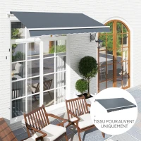 Outsunny Toile de Rechange Store Banne avec Lambrequin, Déperlante, Toile de Remplacement pour Store, Compatible 4 x 3 m, Gris(m-10)