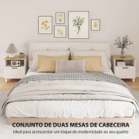 HOMCOM Conjunto de 2 Mesas de Cabeceira Modernas com Gaveta Compartimento Aberto Pés de Madeira 45x38x50 cm Branco(m-4)