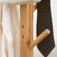 HOMCOM Cabide de Pé em Bambu com 8 Ganchos para Pendurar Bolsas e Chapéus no Corredor Entrada Quarto 49,5x49,5x178 cm Madeira(m-7)