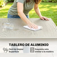 Outsunny Mesa de Comedor Exterior Extensible 154/214 cm para 8-10 Personas de Aluminio Acero con Tapa Imitación Madera Gris(m-5)