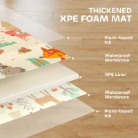 AIYAPLAY Mata do zabawy dla dzieci 196 x 176 x 1,5 cm składana dwustronna wielokolorowa(m-5)