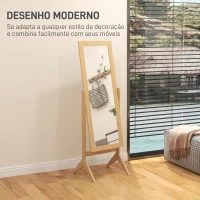 HOMCOM Espelho de Pé para Maquilhagem Reclinável com Estrutura de Madeira para Dormitório Vestidor 47x46x148 cm Carvalho(m-5)
