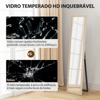 HOMCOM Espelho de Pé 157x37 cm Espelho Corpo Inteiro Grande com Moldura Bicolor para Utilizar Inclinado ou Suspenso Madeira(m-7)