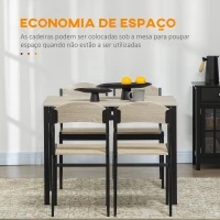 HOMCOM Conjunto de Mesa e Cadeiras de Refeição Mesa de Cozinha Retangular com 4 Cadeiras Estilo Moderno Carvalho e Preto(m-5)