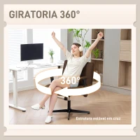 HOMCOM Cadeira de Escritório com Apoios de Braço Rebatíveis Assento  Altura Ajustável  Função Basculante 76x70x85-97 cm Castanho(m-7)