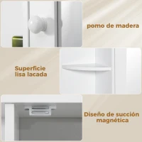 HOMCOM Armario de Baño con Espejo, Armario de Pared con Puerta, Estantes Abiertos, Mueble de Baño Colgar para Cocina, Salón, 66x17x63 cm, Blanco(m-8)