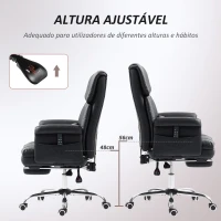 HOMCOM Cadeira de Escritório com Massagem em 6 Pontos Apoio para os Pés Retrátil Controlo Remoto e Suporte Lombar 69x65x115 cm Preto(m-7)