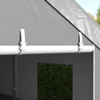 Outsunny Tenda Garagem 295x600x278 cm Tenda de Exterior Resistente com 2 Portas Enroláveis e 6 Janelas Cinzento(m-8)