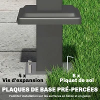 Outsunny Abri barbecue extérieur, tonnelle de jardin 245x146x255cm en métal, double toit, 2 étagères latérales, marron(m-7)