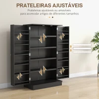 HOMCOM Armário de Cozinha com 2 Portas e 16 Prateleiras Armário de Cozinha Moderno com Prateleiras Ajustáveis 60x30x104 cm Preto(m-5)
