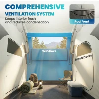 Outsunny Inflatable Tent 2 Bedroom 3000mm Waterproof Windproof Air Tent with Carry Bag for 4 Person(m-6)