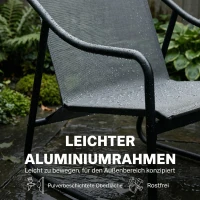 Outsunny Gartensessel Gartenstuhl mit abnehmbarem Sitzkissen Garten Loungesessel mit Armlehne, bis 120 kg belastbar Dunkelgrau(m-4)