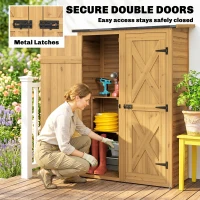 Outsunny Capanno Legno Marrone, Ripostiglio Attrezzi con 2 Ripiani(m-7)